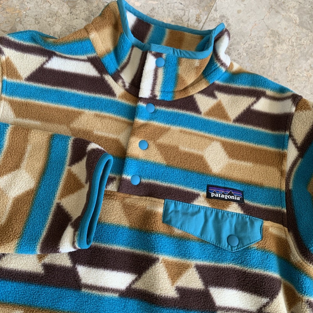 Patagonia Synchilla Guatemalan Tango Aztec Snap T Fleece Pullover Sweater Size S